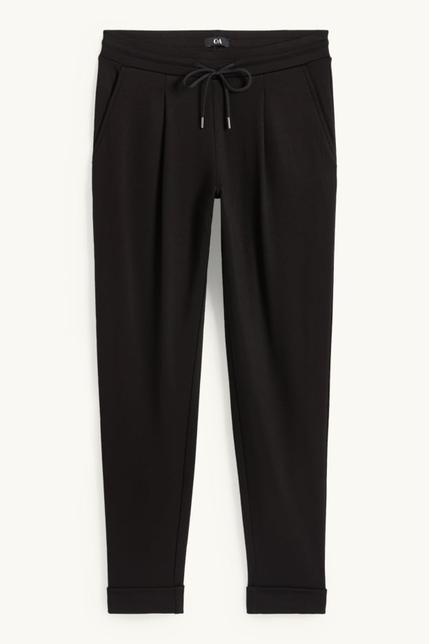 Damen - Jersey-Hose - Mid Waist - Tapered Fit - schwarz