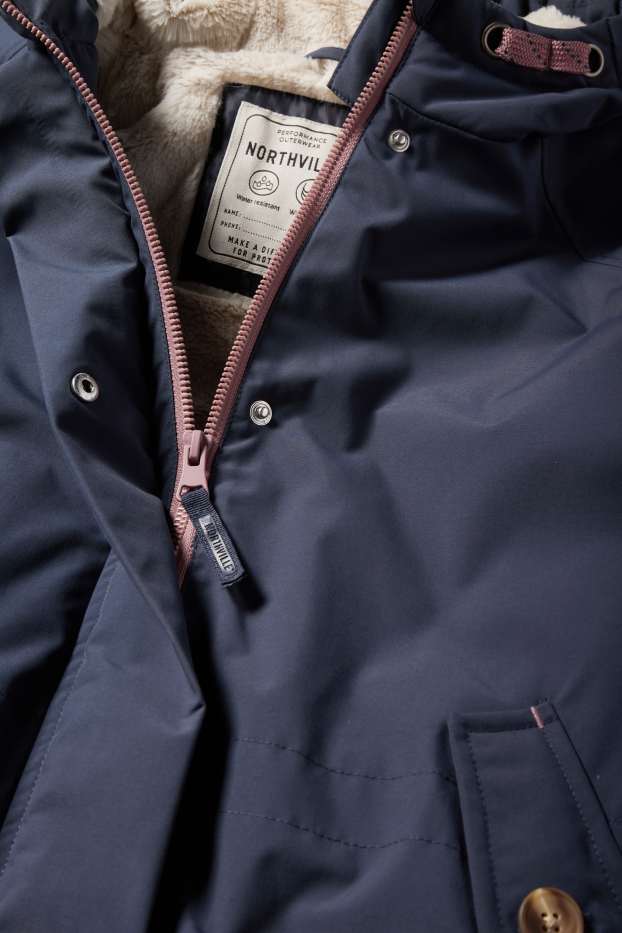 Enfants filles - Parka avec capuche - imperméable - bleu foncé