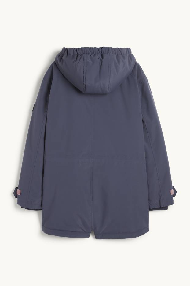 Enfants filles - Parka avec capuche - imperméable - bleu foncé