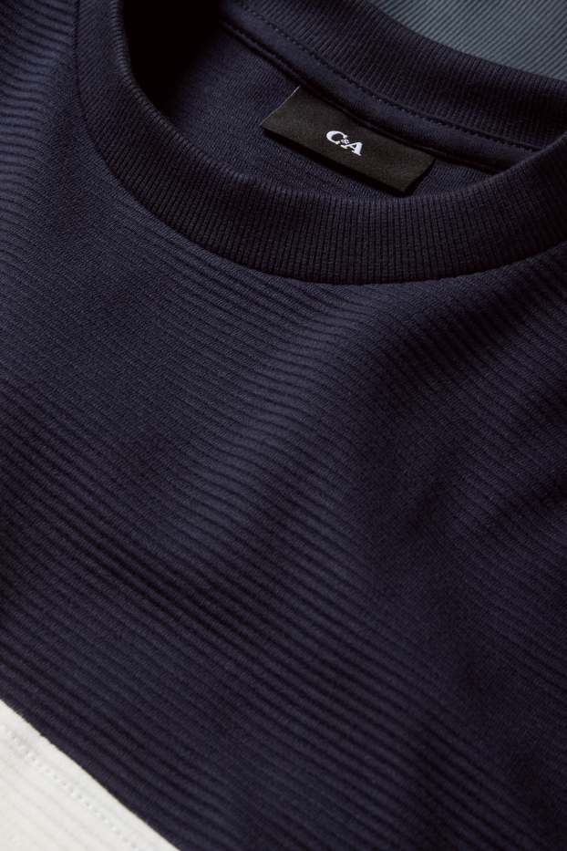 Home - Dessuadora - acanalada - de ratlles - blau fosc / blanc