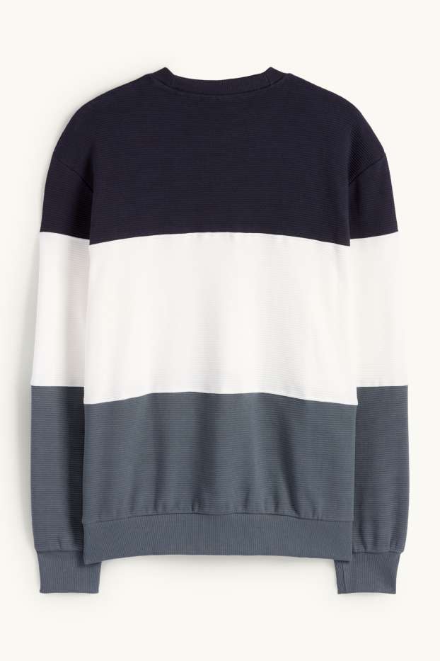 Home - Dessuadora - acanalada - de ratlles - blau fosc / blanc