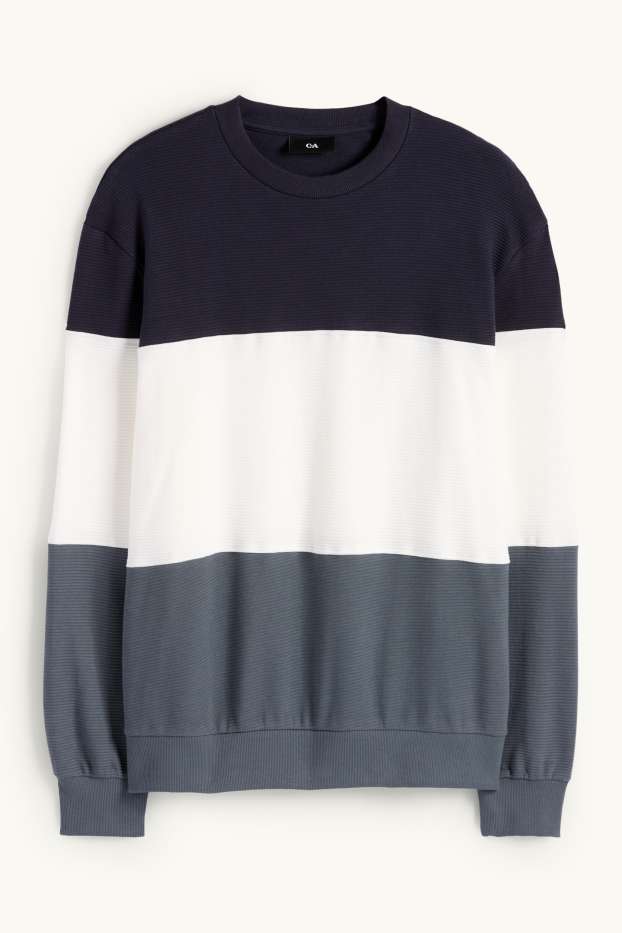 Home - Dessuadora - acanalada - de ratlles - blau fosc / blanc