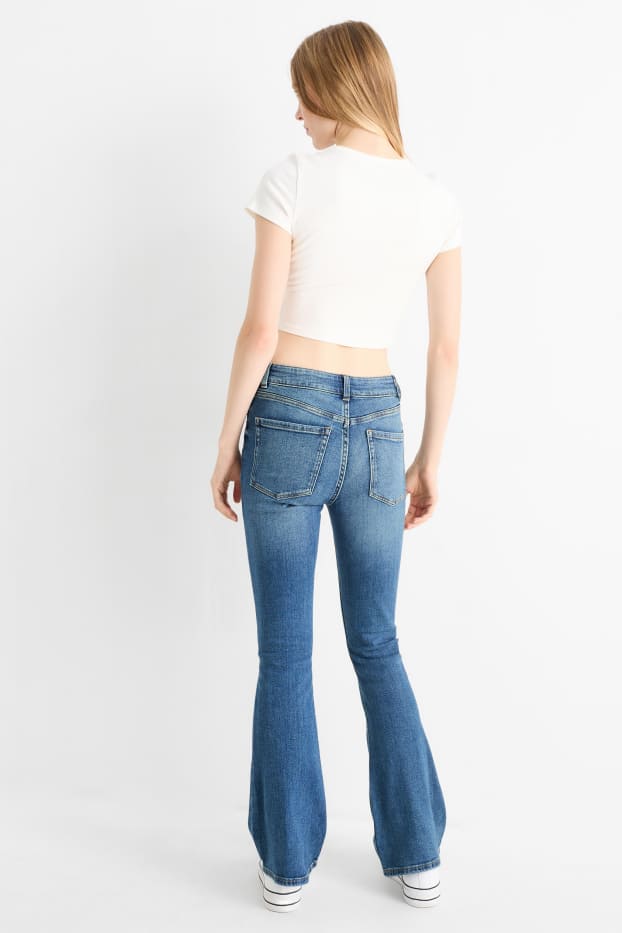 Damen - Flared Jeans - Mid Waist - helljeansblau