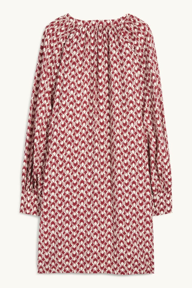 Femmes - Robe évasée - à motif - rouge / blanc crème