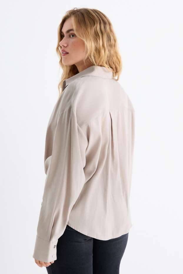 Donna - Blusa con nodo - grigio