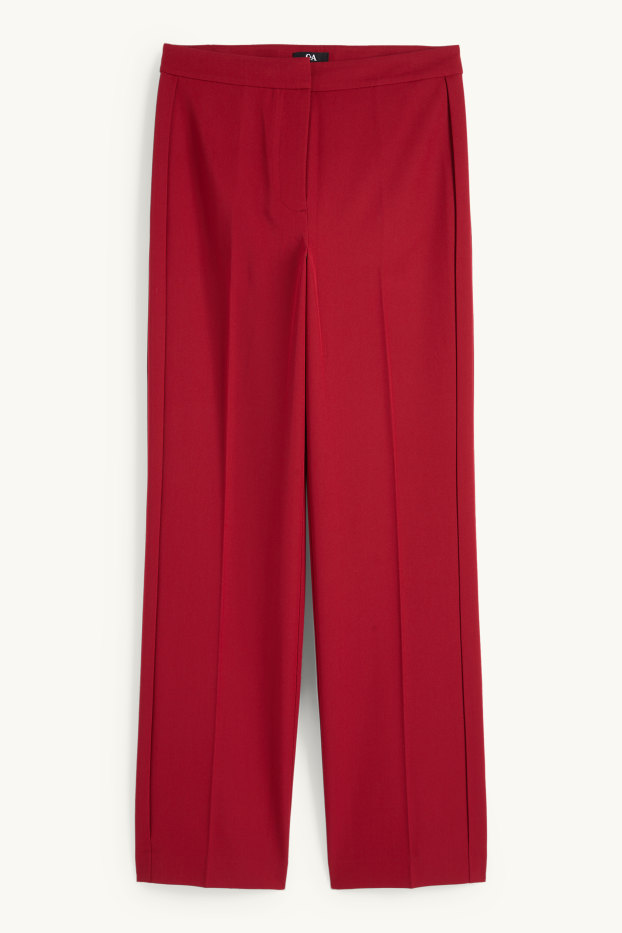 Dámské - Business kalhoty - mid waist - regular fit - tmavočervená