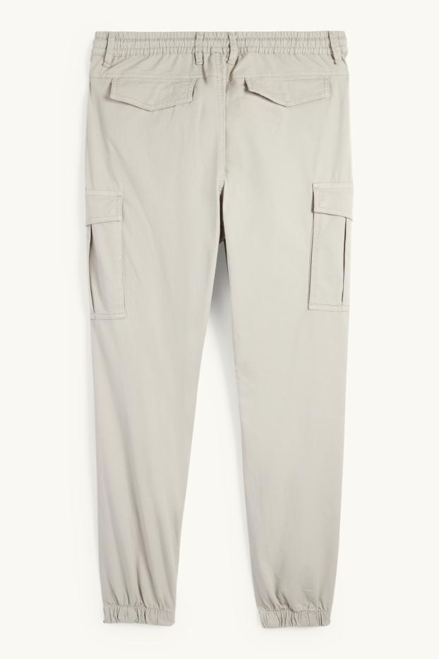 Men - Cargo trousers - tapered fit - light gray