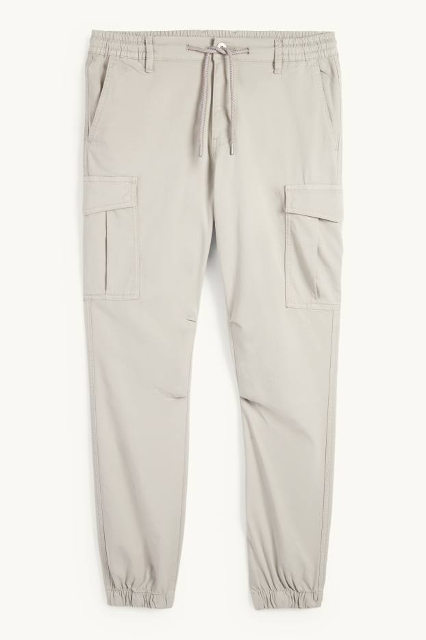 Men - Cargo trousers - tapered fit - light gray