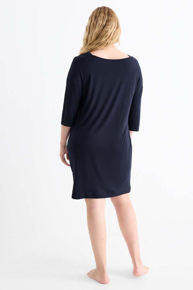 Dames - Nachthemd van viscose - donkerblauw
