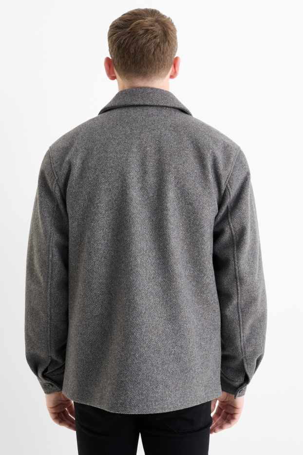 Hommes - Veste-chemise - regular fit - col kent - à motif - gris foncé