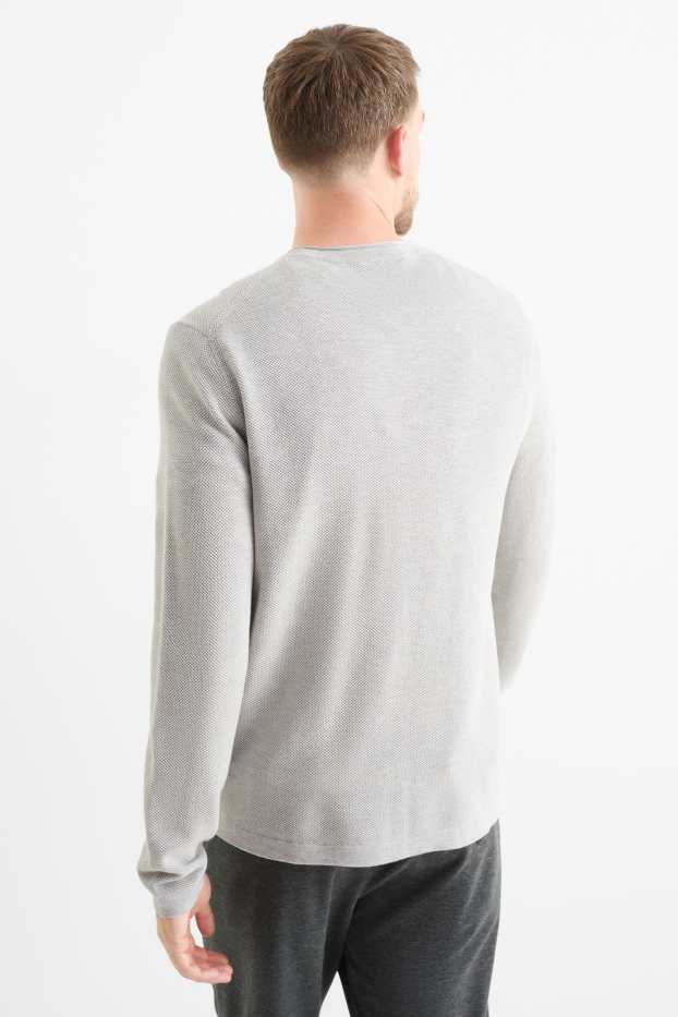 Hommes - Pull - texturé - gris clair