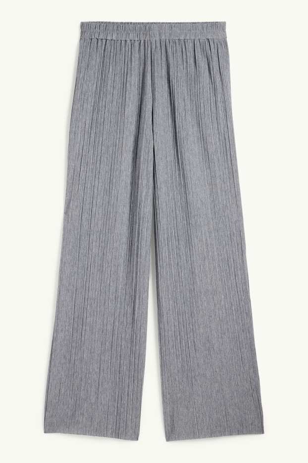 Femmes - Pantalon plissé - high waist - wide leg - gris