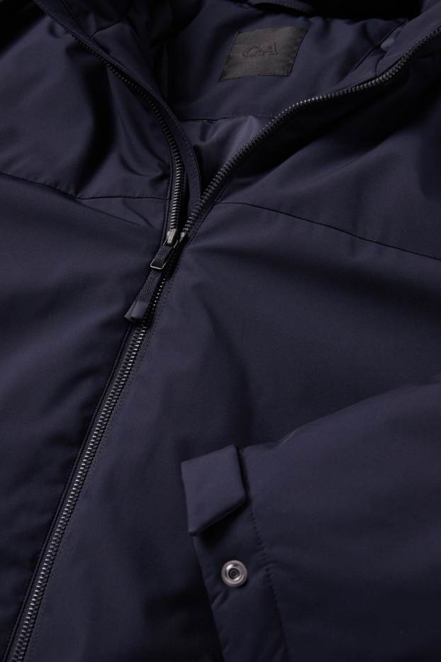 Heren - Jas met capuchon - gevoerd - donkerblauw