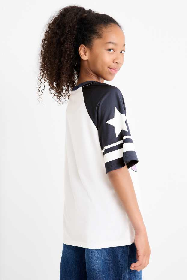 Children Girls - Lilo & Stitch - short sleeve T-shirt - dark blue / white