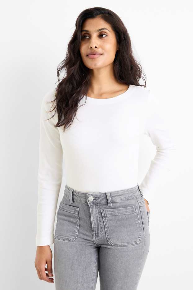 Damen - Multipack 2er - Langarmshirt - schwarz / weiß