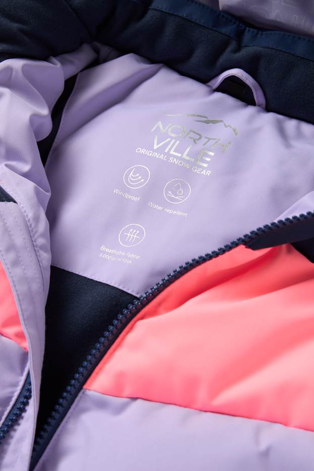 Enfants filles - Veste de ski à capuche - finition déperlante - bleu foncé