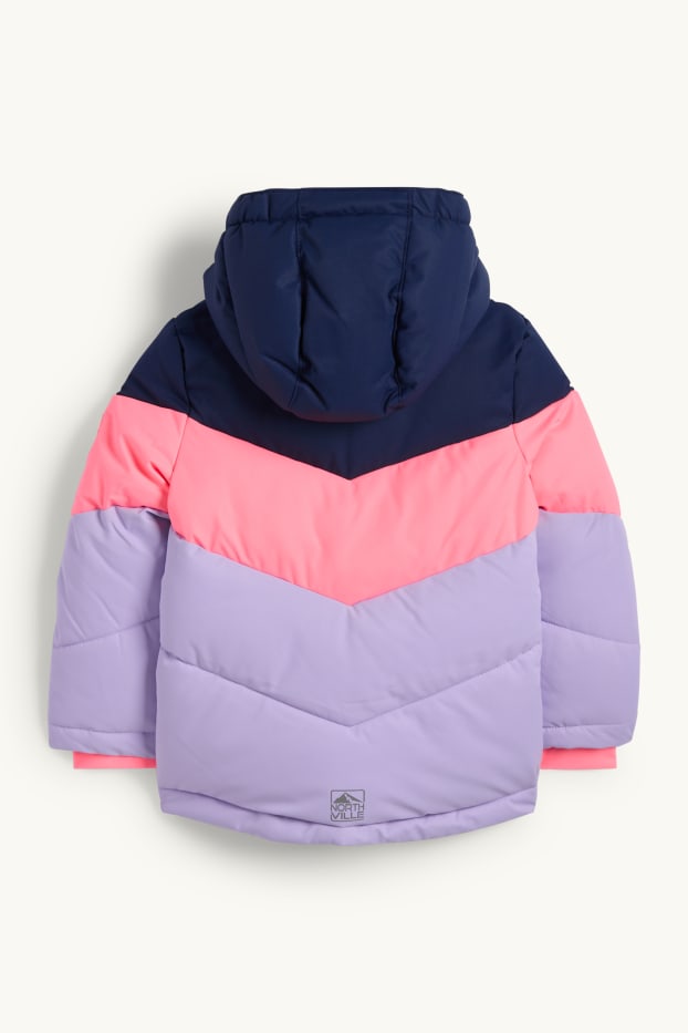 Enfants filles - Veste de ski à capuche - finition déperlante - bleu foncé