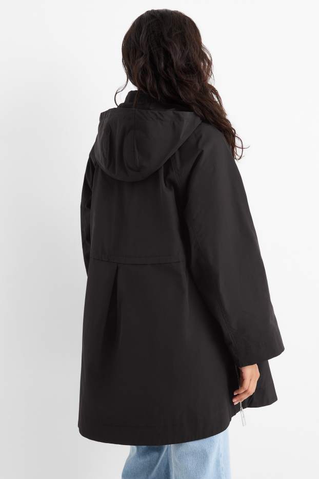 Dames - Parka met capuchon - zwart