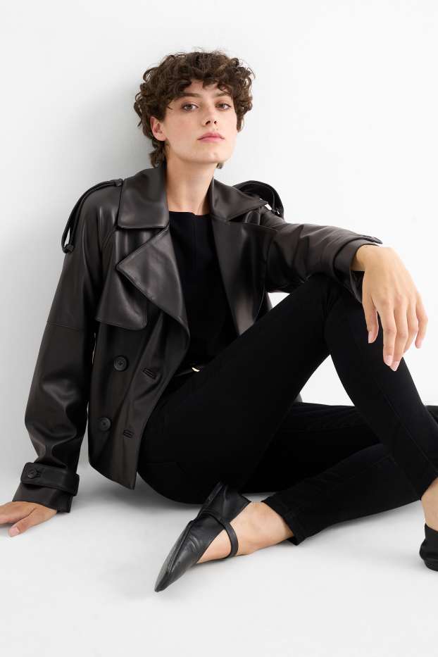 Femmes - Trench court - matière synthétique - noir