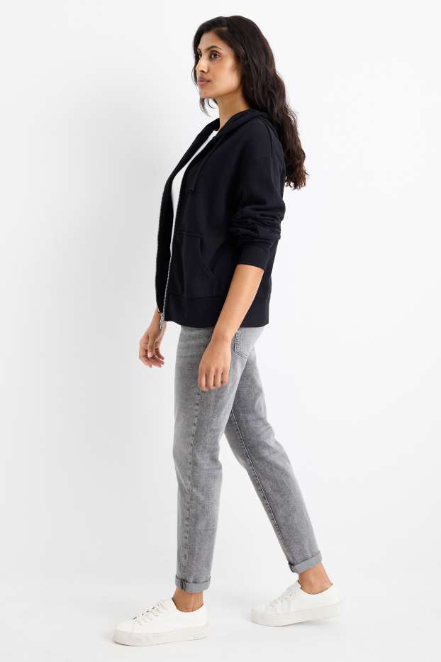 Women - Boyfriend jeans - mid-rise waist - denim-light gray