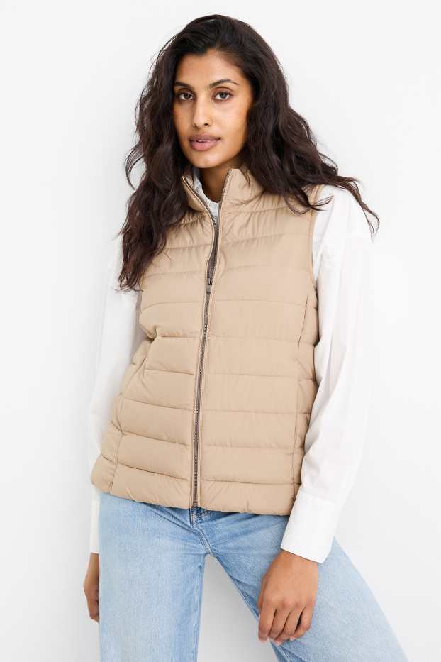 Dámské - Prošívaná vesta - světle béžová