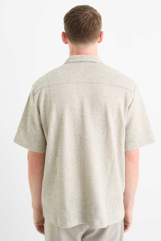Bărbați - Cămașă tricotată - regular fit - guler cu rever - bej
