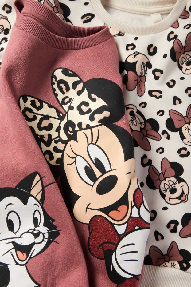 Kinderen: meisjes - Set van 2 - Minnie Mouse - sweatshirt - donker rose
