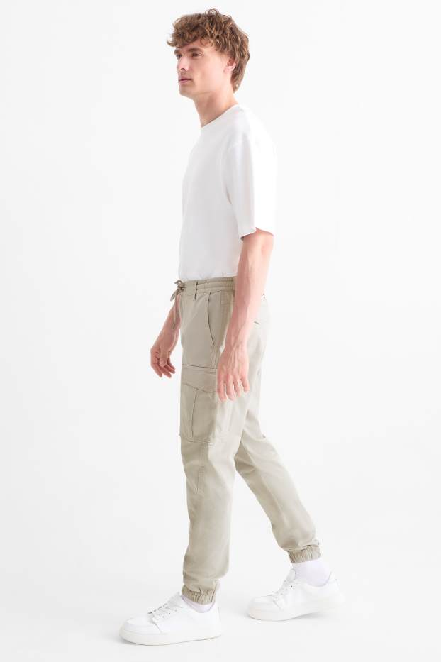 Men - Cargo trousers - tapered fit - light gray