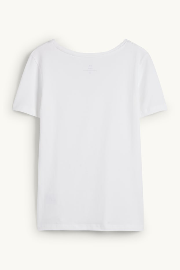 Dames - T-shirt met V-hals - slim fit - wit