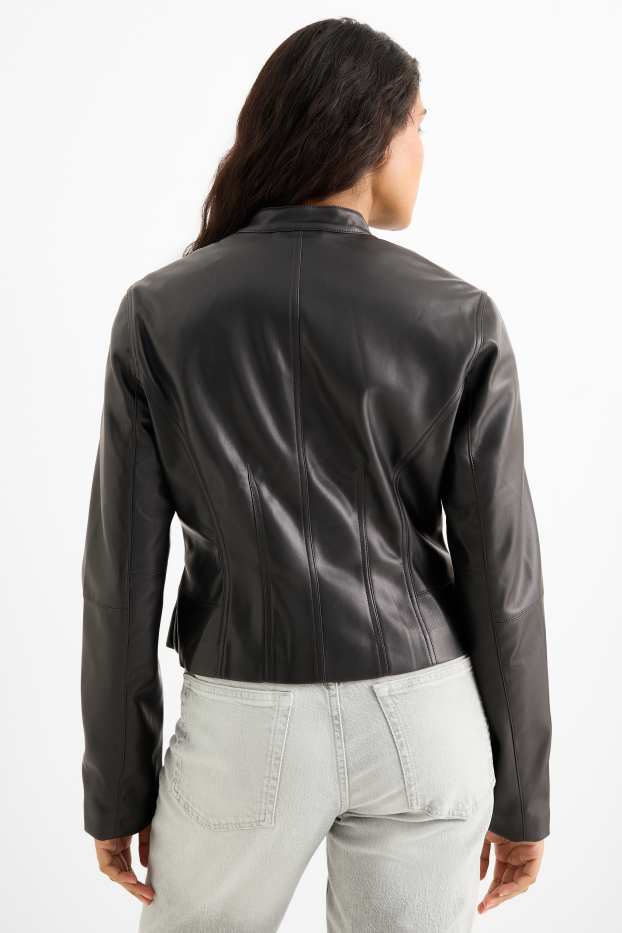 Damen - Jacke - Lederimitat - schwarz