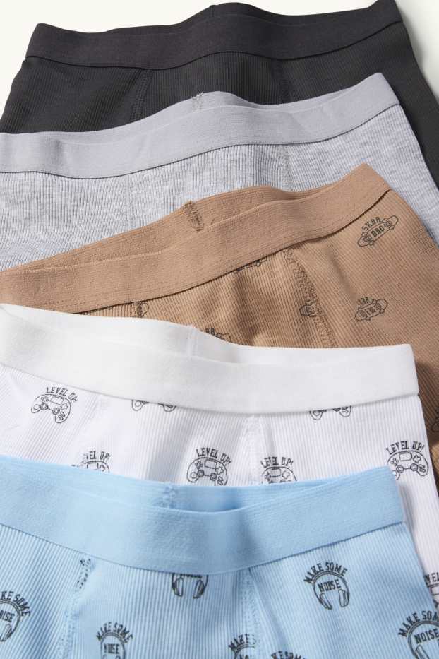 Copii - Băieți - Multipack 5 perechi - gaming, skateboard și muzică - boxeri - albastru deschis