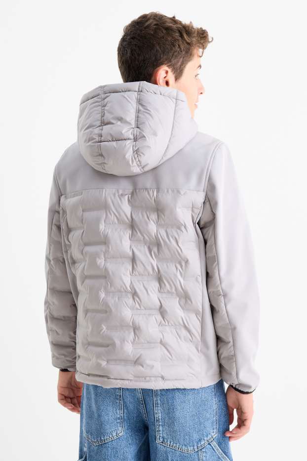 Kinder Jungen - Hybridjacke mit Kapuze - grau