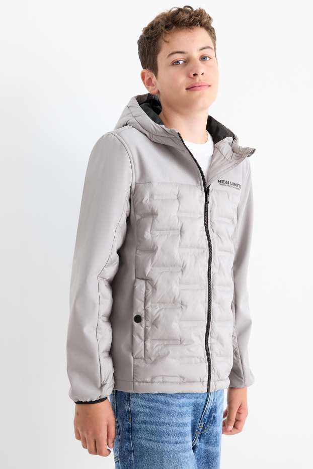 Kinder Jungen - Hybridjacke mit Kapuze - grau