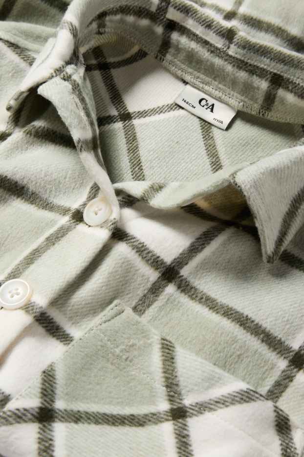 Kinderen: meisjes - Flanellen overhemd - geruit - lichtgroen