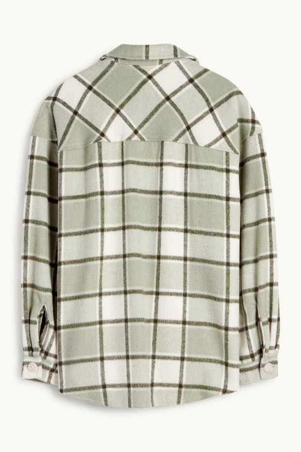 Kinderen: meisjes - Flanellen overhemd - geruit - lichtgroen