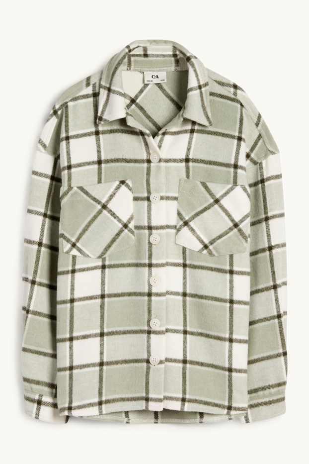 Kinderen: meisjes - Flanellen overhemd - geruit - lichtgroen