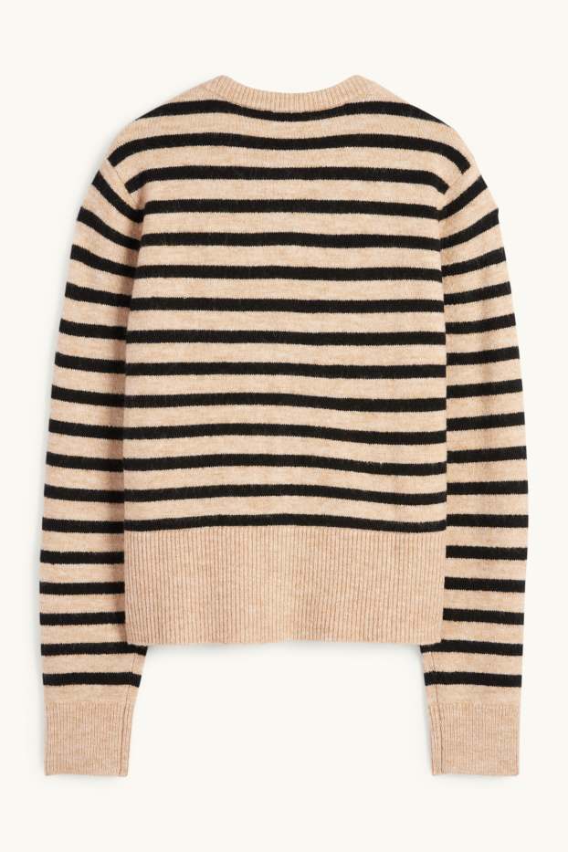 Dona - Jaqueta de punt - de ratlles - negre/beix