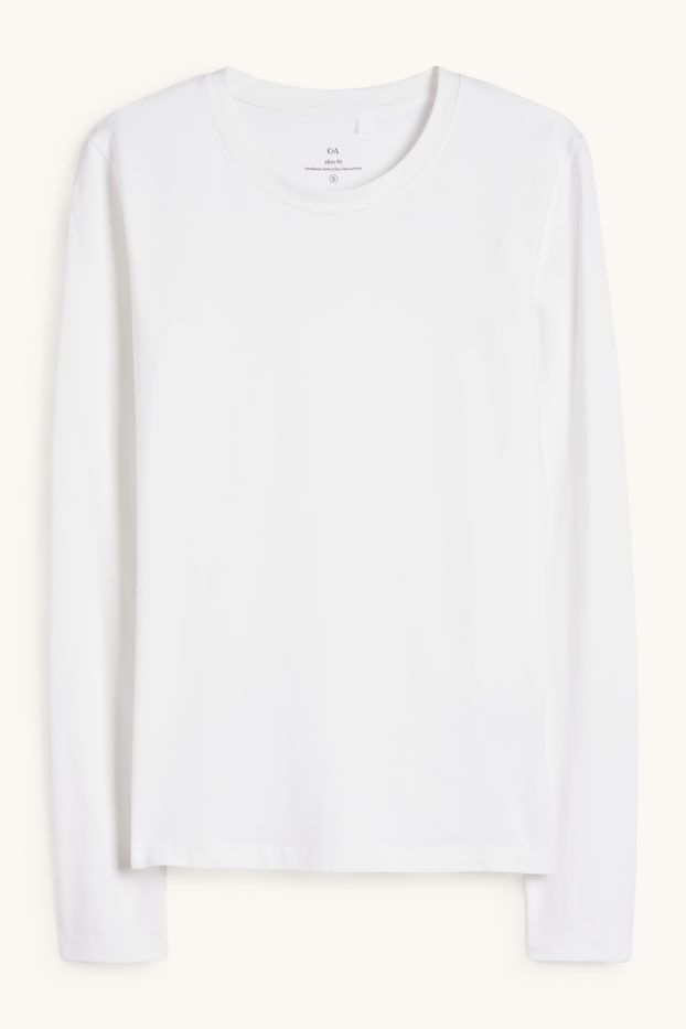 Donna - Maglia a maniche lunghe - slim fit - bianco