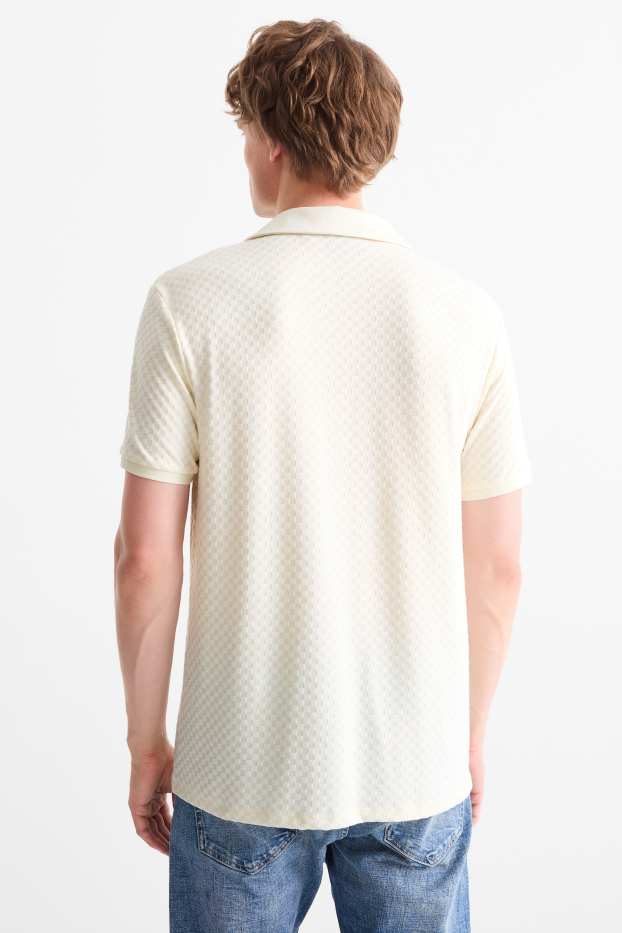 Hommes - Polo - regular fit - finition texturée - blanc crème