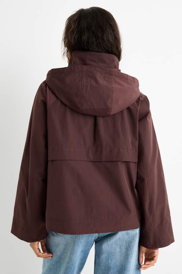 Dames - Jas met capuchon - donkerrood