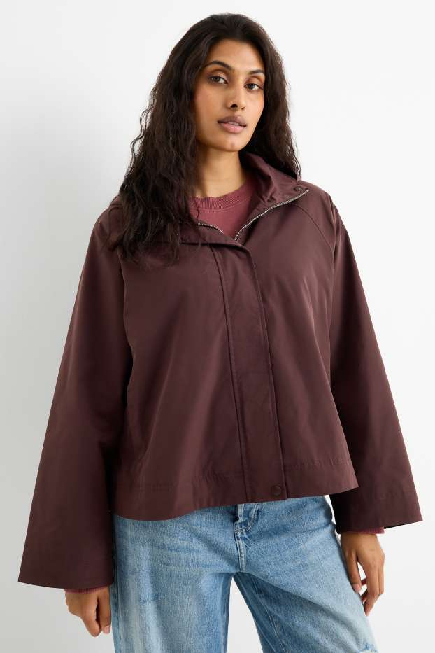 Dames - Jas met capuchon - donkerrood