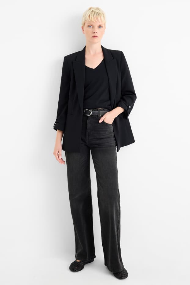 Femmes - Wide leg jean - high waist - noir