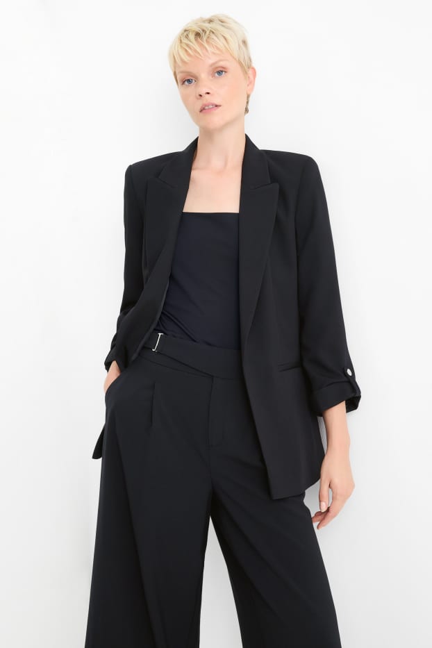 Women - Long blazer- regular fit - black