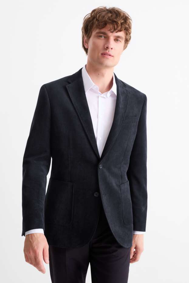 Herren - Sakko - Regular Fit - strukturiert - dunkelgrau