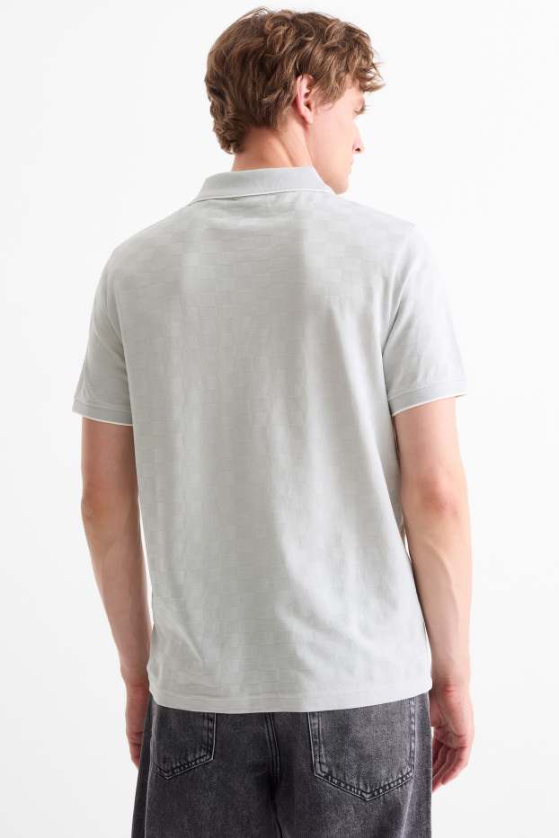Hommes - Polo - regular fit - à carreaux - gris clair