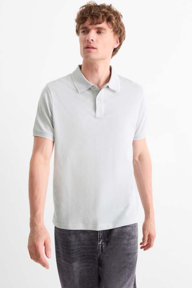 Hommes - Polo - regular fit - à carreaux - gris clair