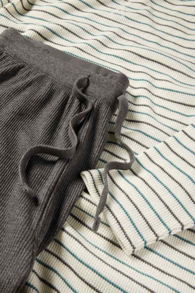 Hommes - Pyjama - texturé - blanc crème