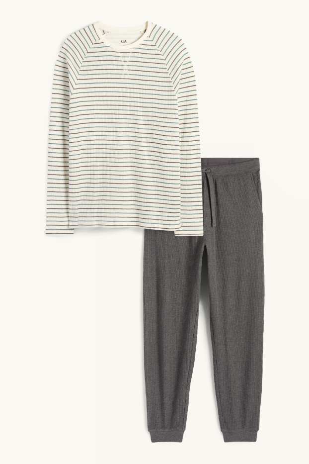 Hommes - Pyjama - texturé - blanc crème