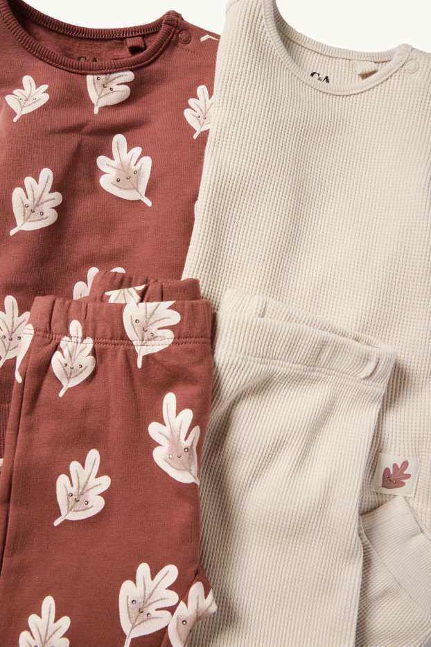 Unisex - Pack de 2 - hojas - pijamas para bebé - 4 prendas - beis