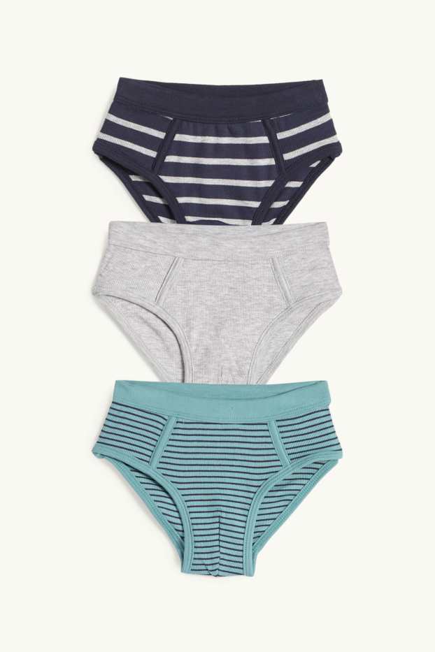 Děti - chlapci - Multipack 3 ks - slipy - žebrované - tmavomodrá